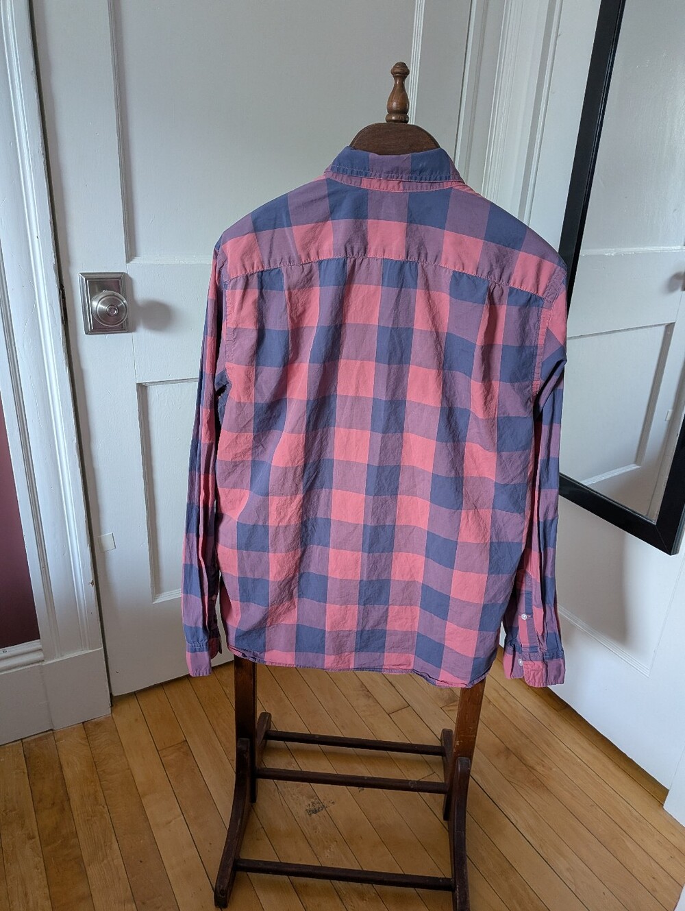 J. Crew Men's Pink and Blue Check Button-Down Shirt - Picture 2 of 3
